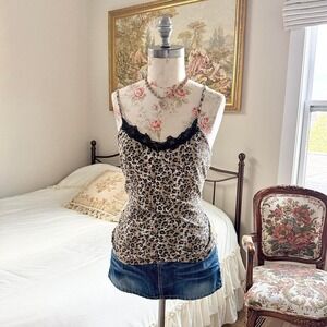 Y2K print lace trim cami Full Circle size large